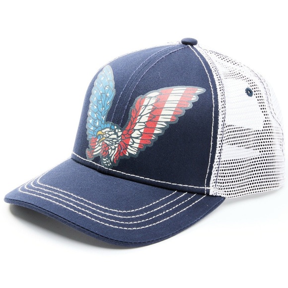 MOONSHINE SPIRIT • Men’s American Flag Eagle Mesh-Back Ball Cap Trucker Hat - Picture 1 of 5